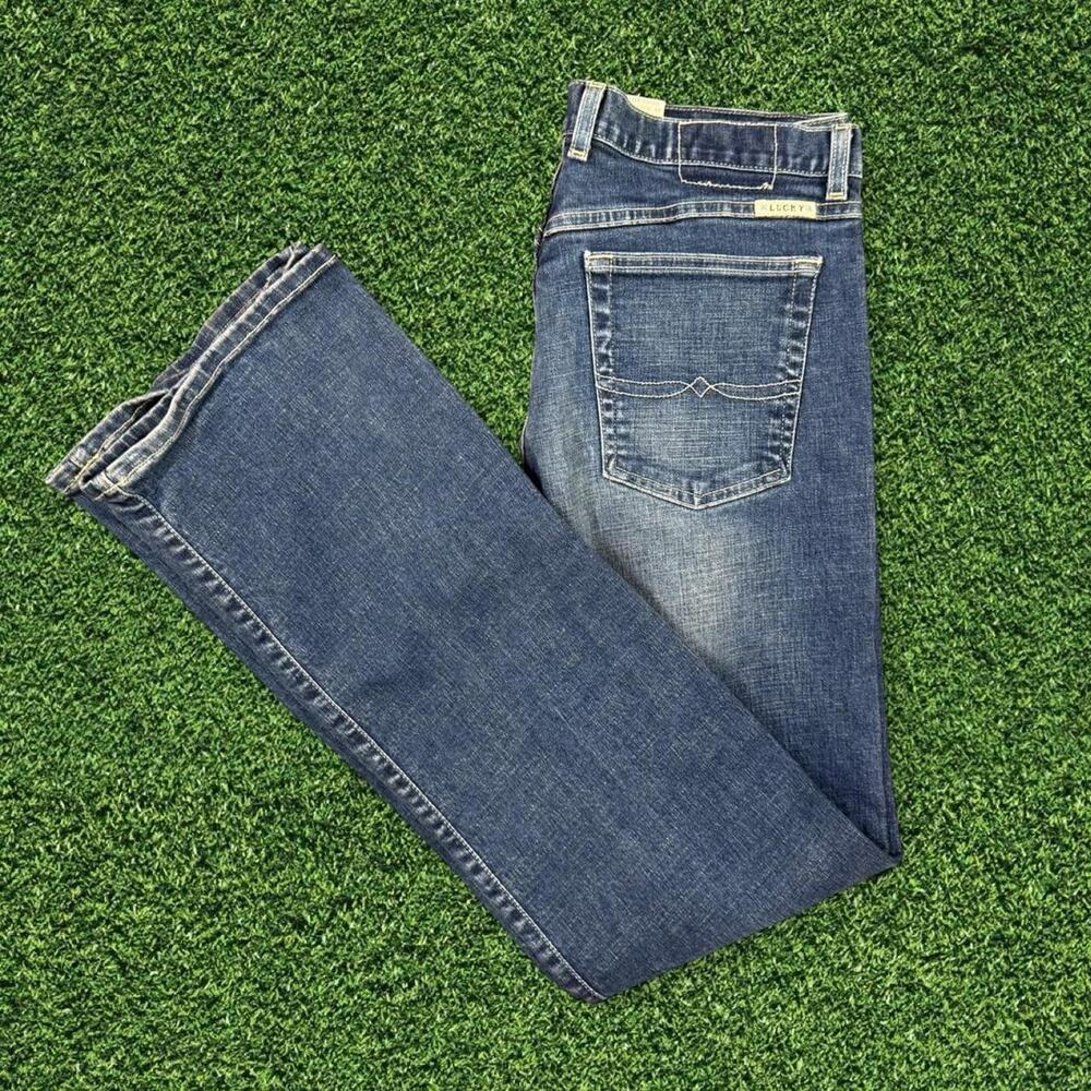 VTG Lucky Brand 90s/00s Y2K Low Rise boot cut blue jeans 14/32 Made in USA
